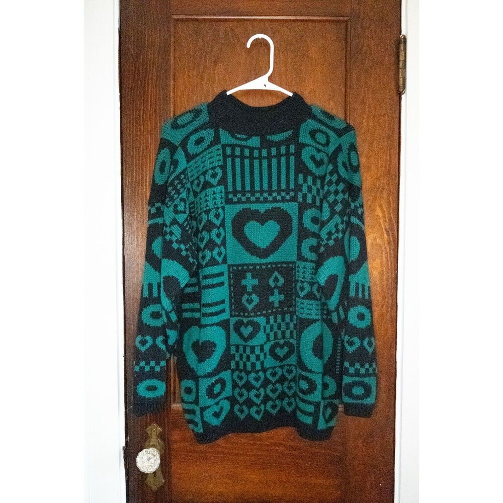 Vintage Black and Teal sweater